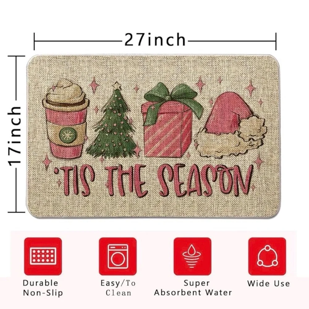 Festive Holiday Doormat with Seasonal Icons